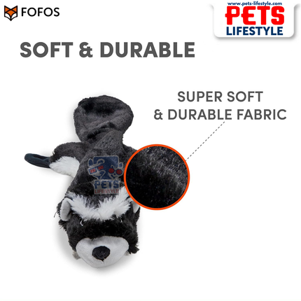 FOFOS Dog Toy Skinneez Skunk Toy – Stuffing-Free Plush Toy with Dual Squeakers