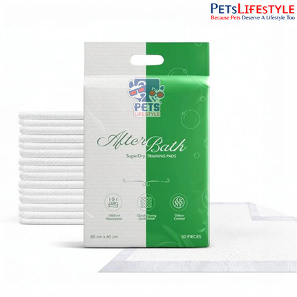 After Bath SuperDry Training Pads – 60 cm × 60 cm (Large, 50 Pads)