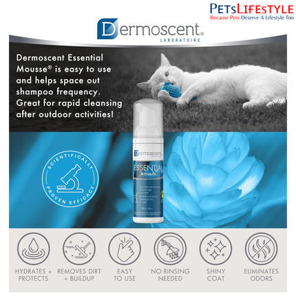 Savavet Dermoscent Essential Mousse Dry Shampoo for Cats – Rinse-Free Cleansing Foam (150 ml)