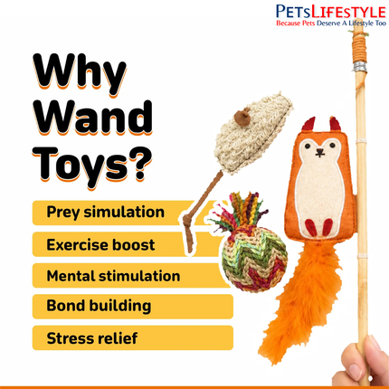 FOFOS Natural Cat Toy – Fox & Friends with Wand