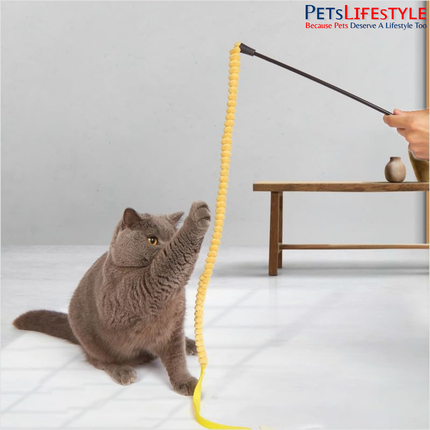 FOFOS Cat Teaser Toy 2-Pack – Interactive Cat Wand Toys with Catnip & Feathers