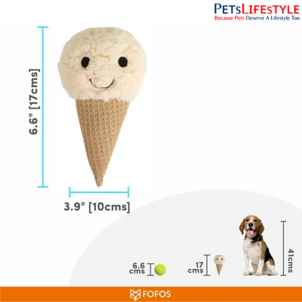 FOFOS Ice Cream Toy (Mix) Soft Squeaky Cuddle Toy for Puppies & Small Dogs