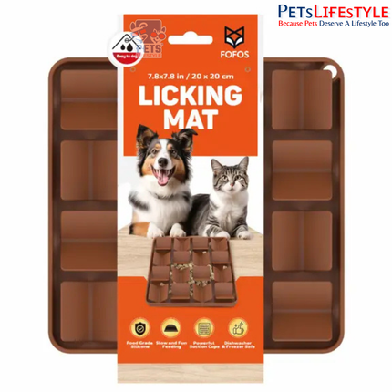 FOFOS Licking Mat Dark Brown – Food-Grade Silicone Slow Feeder & Enrichment Mat for Dogs and Cats
