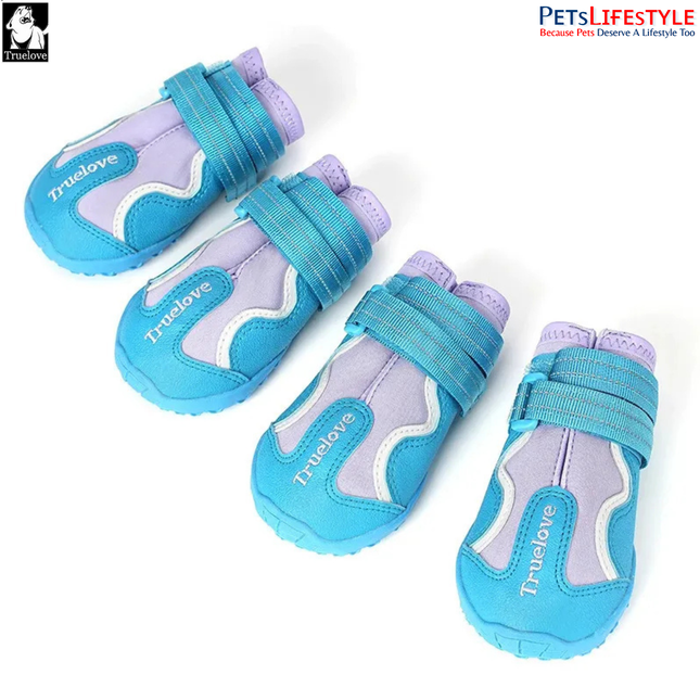 Truelove Pet Boots – Algiers Blue / Lavender ( 4 SHOES ) Waterproof TPR Sole Outdoor Dog Shoes