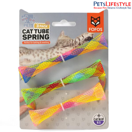 FOFOS Spring Tube Cat Toys (Pack of 3) – Flexible Catnip Bounce Tubes for Kittens & Cats