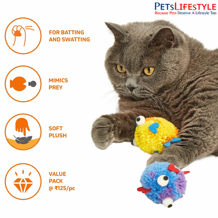 FOFOS Sardine Fish Cat Toy (Pack of 5) – Catnip-Filled Fish for Kittens & Cats