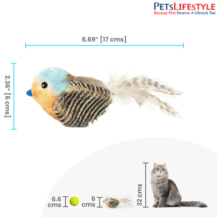 Fofos Blue Bird Cat Toy - Cat Toys Interactive, Bird Cat Toy with Catnip - Blue