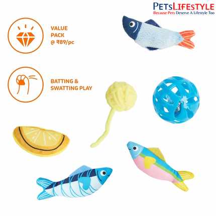 FOFOS Sardine Fish Cat Toy (Pack of 9) – Value Pack Catnip Fish for Kittens & Cats