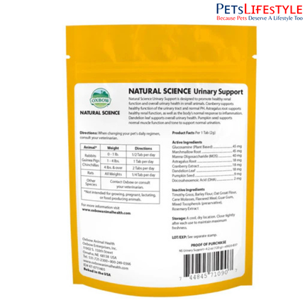 OXBOW Natural Science Urinary Support Supplement 120 gm for Rabbits, Guinea Pigs & Small Pets