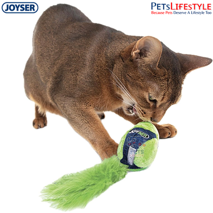 JOYSER Sound Chip Bird with Real Feathers – Green/Blue | Interactive Electronic Cat Toy