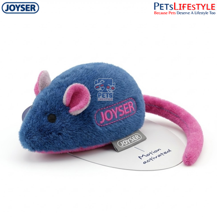 JOYSER Sound Chip Mouse Plush Cat Toy – Dark Blue | Motion-Activated Electronic Toy