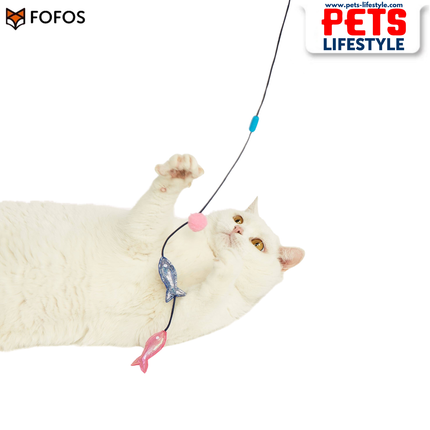 FOFOS Sardine Wand 2 Pack Interactive Cat Toy with Catnip & Replaceable Tops