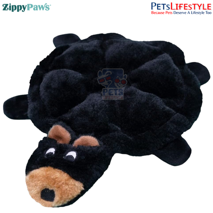 ZippyPaws Squeakie Crawler – Bubba the Bear  Stuffing-Free Flat Plush Dog Toy with 7 Squeakers