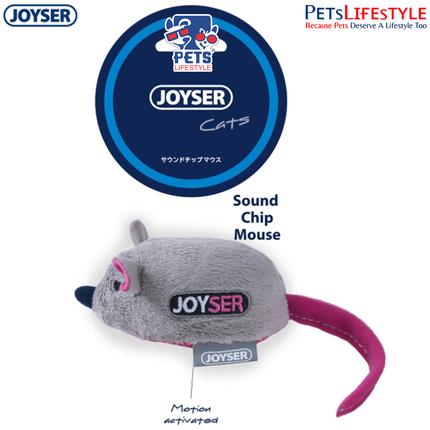 JOYSER Sound Chip Mouse Plush Cat Toy – Grey | Motion-Activated Electronic Toy