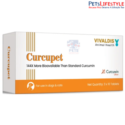 Vivaldis Curcupet Tablets for Dogs & Cats – Curcumin Supplement for Joint & Inflammatory Support (30 Tablets)