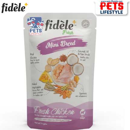 Fidele+ Mini Breed Fresh Chicken & Egg with Vegetables Wet Dog Food 70g