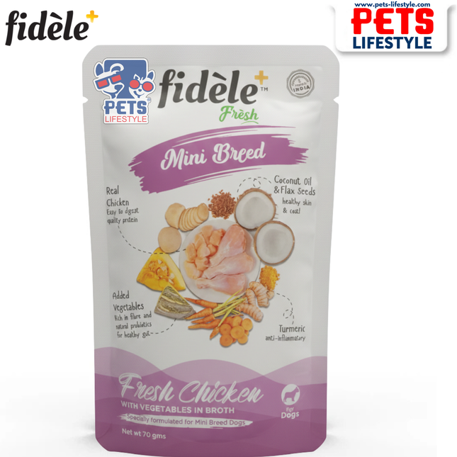Fidele+ Mini Breed Fresh Chicken & Egg with Vegetables Wet Dog Food 70g
