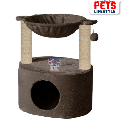 Canine Desk Dual Level Cat Bed and Scratching Post with Hammock