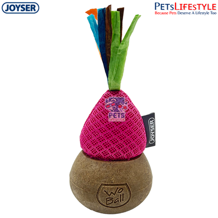 JOYSER Catnip WoBall Volcano with Ribbons – Pink/Brown | Interactive Wobble Cat Toy
