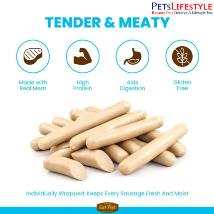 Catfest Bologna Sausages with Tender Salmon – Meaty Cat Treats for Adult Cats