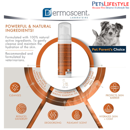 Dermoscent Essential Mousse Dry Shampoo for Dogs – Rinse-Free Cleansing Foam (150 ml)