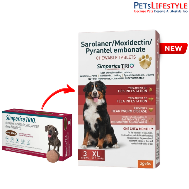 Simparica Trio 40–60 kg Tablet for Dogs (1 Tablet)