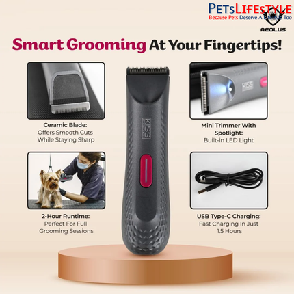 Aeolus Waterproof Trimmer with LED Light MC-240 – Ceramic Blade, IPX7 Waterproof & USB Type-C Charging