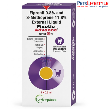 Vetoquinol Fixotic Advance (Fipronil) Tick & Flea Control Spot On for Cats