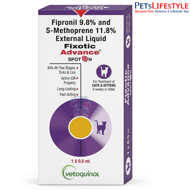 Vetoquinol Fixotic Advance (Fipronil) Tick & Flea Control Spot On for Cats