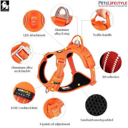 Truelove Ultra-Durable CORDURA Oragne Harness with Night Visibility