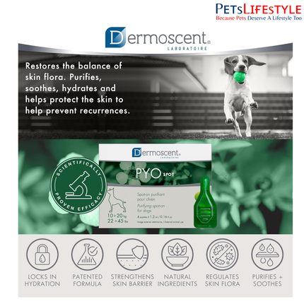 Savavet Dermoscent Pyospot Purifying Spot On for Dogs Between 10 to 20kg (1.2ml x 4 Pipette)