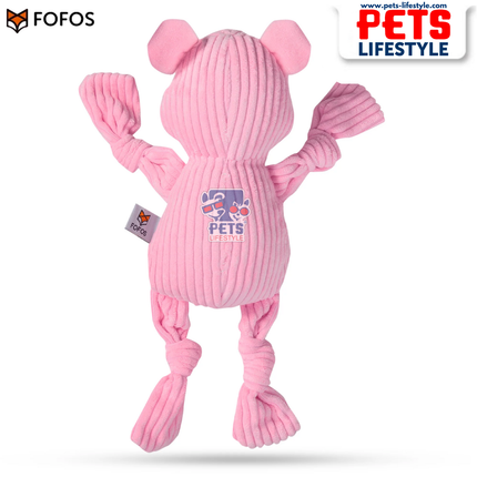 FOFOS Fluffy Pig Pink Dog Toy – Soft Corduroy Plush Toy with Squeaker