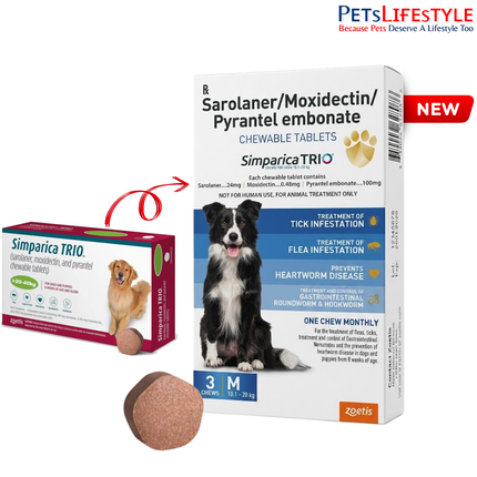 Zoetis Simparica Trio for Dogs — Monthly Parasite Protection 1 Tablet