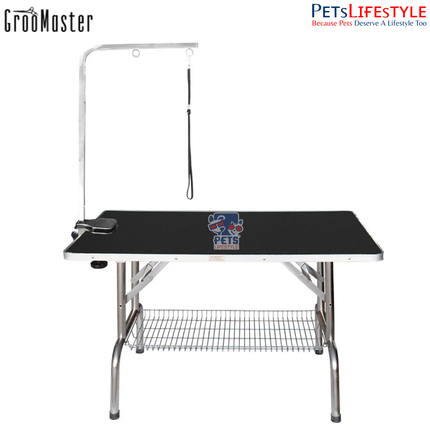 Groo Master N-309L Height-Adjustable Folding Grooming Table – Classic Foldable Table with Storage Basket