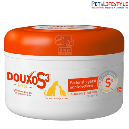 DOUXO S3 PYO Wipes Antiseptic Pads for Dogs & Cats 30 Wipes
