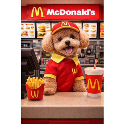 PᴇᴛsLɪғᴇsᴛʏʟᴇ MacD" Fast-Food Pet Uniform Polo Shirt – Windproof, , Ultra Warm  Pet Tshirt