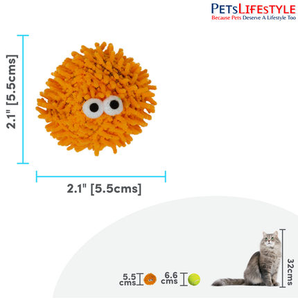 Fofos Geek Ball Cat Toy – Soft Plush Ball with Bell & Imported US-Grade Catnip for Kittens & Cats (Assorted Colours)