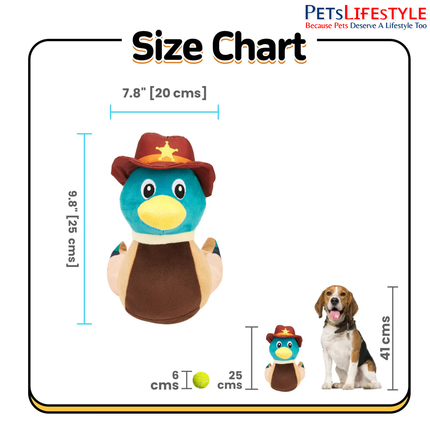 FOFOS Jeep Duck Captain Plush Dog Toy – Squeaky Soft Toy for Dogs