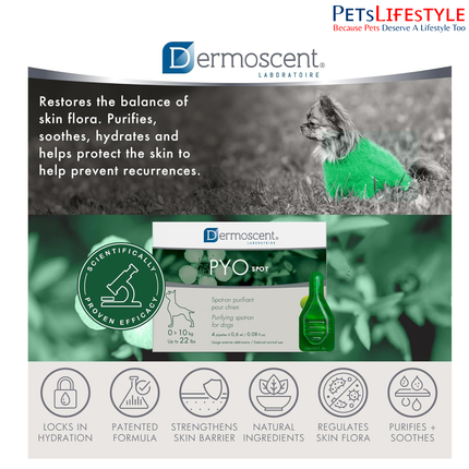 Savavet Dermoscent Pyospot Purifying Spot On for Dogs Between 0 to 10kg (0.6ml x 4 Pipette)