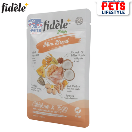 Fidele+ Mini Breed Fresh Chicken & Egg with Vegetables Wet Dog Food 70g | Grain Free | All Life Stages