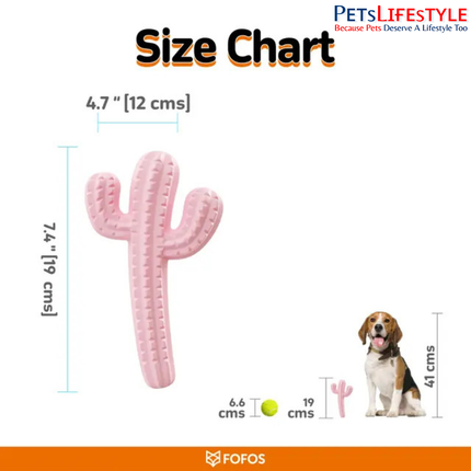 FOFOS Dog Chew Toy Cactus – Textured Rubber Chew Toy for Dogs | Assorted Colours