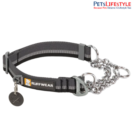Ruffwear Chain Reaction Martingale Dog Collar Granite Gray | Reflective Limited-Cinch Training Collar with Stainless Steel Chain
