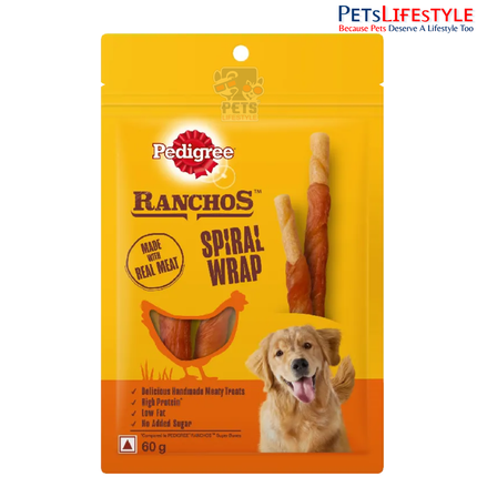 Pedigree Ranchos Spiral Wrap Chicken And Smoky Lamb Dog Treat - 60 gm
