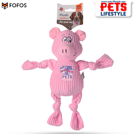 FOFOS Fluffy Pig Pink Dog Toy – Soft Corduroy Plush Toy with Squeaker
