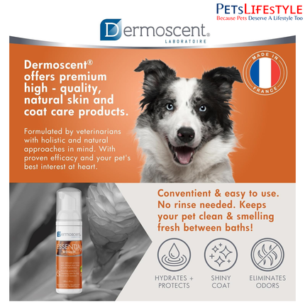 Dermoscent Essential Mousse Dry Shampoo for Dogs – Rinse-Free Cleansing Foam (150 ml)
