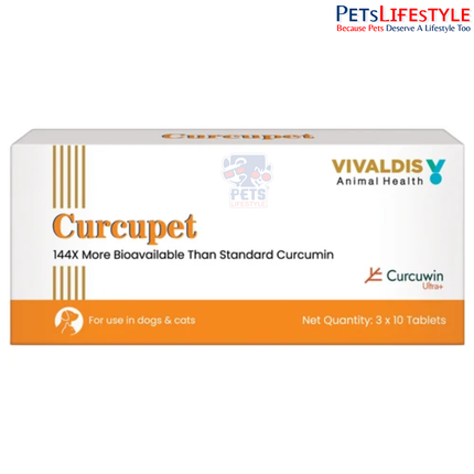 Vivaldis Curcupet Tablets for Dogs & Cats – Curcumin Supplement for Joint & Inflammatory Support (30 Tablets)