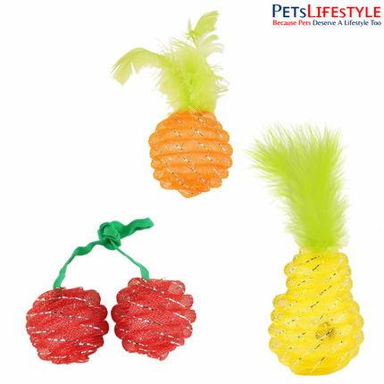 Fofos Fruity Netting Ball Cat Toy (Assorted) – Fruit-Themed Netting Ball with Bell Inside for Kittens & Cats