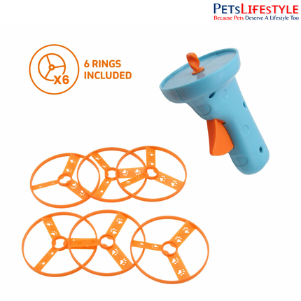 FOFOS Lure Ring Launcher Cat Toy with 6 Rings – Interactive Hand-Held Spinning Launcher for Active Play