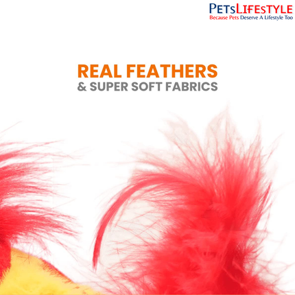 FOFOS Parrot Cat Toy – Interactive Plush Bird with Motion-Activated Sounds, Real Feathers & 3 Organic Catnip Balls, Red