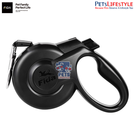 FIDA Styleash (BLACK) Retractable Dog Leash – Anti-Twist, Heavy Duty